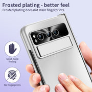 For Google Pixel Fold Integrated Electroplating Folding All-inclusive Phone Case with Hinge(Silver)