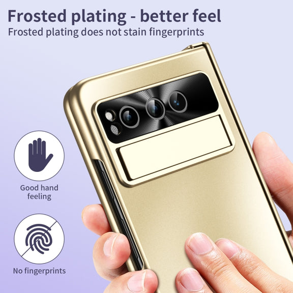 For Google Pixel Fold Integrated Electroplating Folding All-inclusive Phone Case with Hinge(Gold)