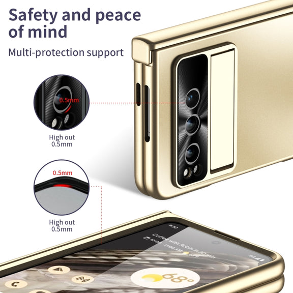 For Google Pixel Fold Integrated Electroplating Folding All-inclusive Phone Case with Hinge(Gold)