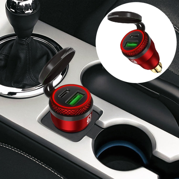 Motorcycle European-style Small-caliber Aluminum Alloy QC 3.0 + PD Fast Charge USB Charger, Shell Color:Red(Red Light) - Battery Charger by PMC TechLife | Online Shopping South Africa | PMC TechLife | Buy Now Pay Later Mobicred