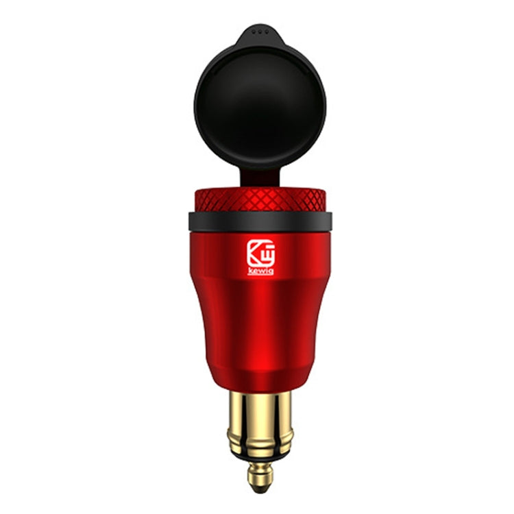 Motorcycle European-style Small-caliber Aluminum Alloy QC 3.0 + PD Fast Charge USB Charger, Shell Color:Red(Blue Light)