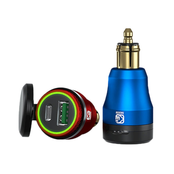 Motorcycle European-style Small-caliber Aluminum Alloy QC 3.0 + PD Fast Charge USB Charger, Shell Color:Red(Blue Light)