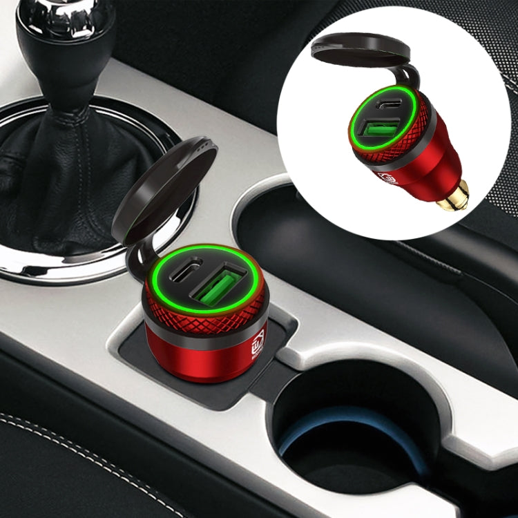Motorcycle European-style Small-caliber Aluminum Alloy QC 3.0 + PD Fast Charge USB Charger, Shell Color:Red(Green Light) - Battery Charger by PMC TechLife | Online Shopping South Africa | PMC TechLife | Buy Now Pay Later Mobicred