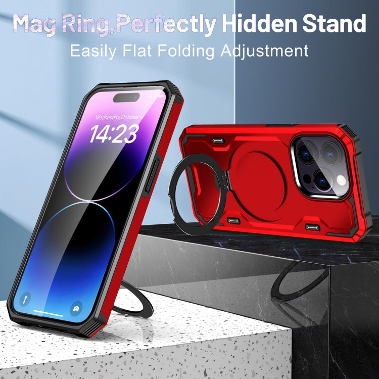 For iPhone 14 Pro Patronus MagSafe Magnetic Holder Phone Case(Red) - iPhone 14 Pro Cases by PMC TechLife | Online Shopping South Africa | PMC TechLife