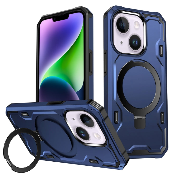For iPhone 14 Plus Patronus MagSafe Magnetic Holder Phone Case(Navy Blue) - iPhone 14 Plus Cases by PMC TechLife | Online Shopping South Africa | PMC TechLife