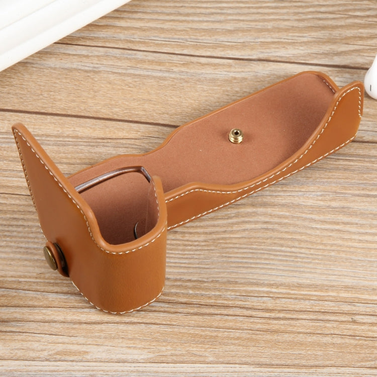 For Canon EOS R8 1/4 inch Thread PU Leather Camera Half Case Base(Brown) - Half Case by PMC TechLife | Online Shopping South Africa | PMC TechLife | Buy Now Pay Later Mobicred