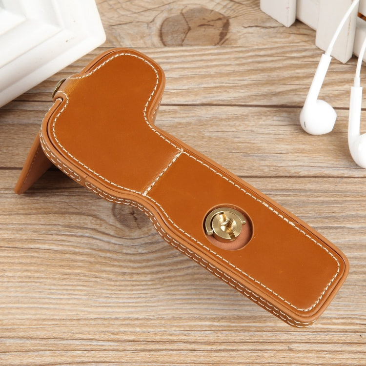 For Canon EOS R8 1/4 inch Thread PU Leather Camera Half Case Base(Brown) - Half Case by PMC TechLife | Online Shopping South Africa | PMC TechLife | Buy Now Pay Later Mobicred