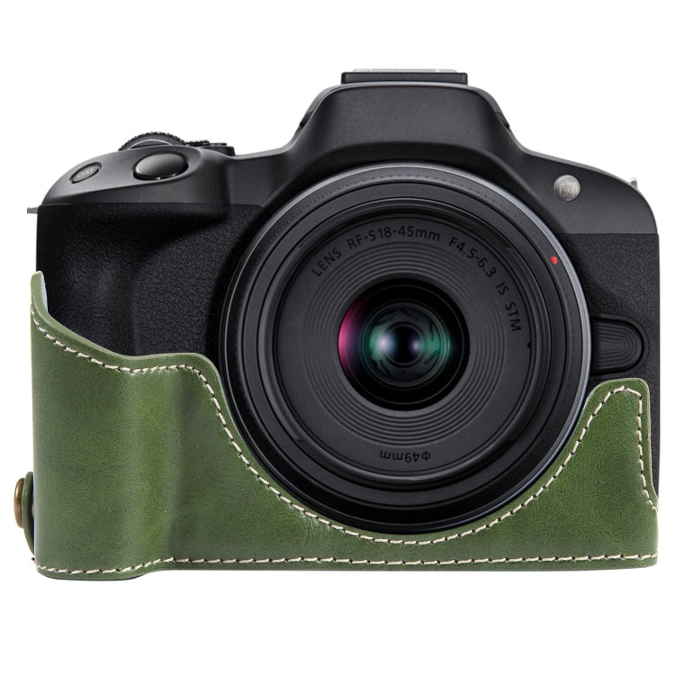 For Canon EOS R50 1/4 inch Thread PU Leather Camera Half Case Base(Green) - Half Case by PMC TechLife | Online Shopping South Africa | PMC TechLife | Buy Now Pay Later Mobicred