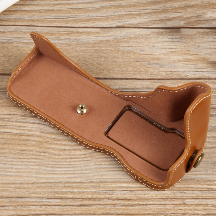 For Canon EOS R50 1/4 inch Thread PU Leather Camera Half Case Base(Brown) - Half Case by PMC TechLife | Online Shopping South Africa | PMC TechLife | Buy Now Pay Later Mobicred