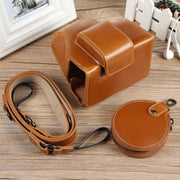 For Canon EOS R50 Full Body Magnetic Leather Camera Case Bag with Strap, Deluxe Edition(Brown)
