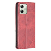 For Motorola Moto G54 5G EU Edition Rhombus Texture Magnetic Leather Phone Case(Red)