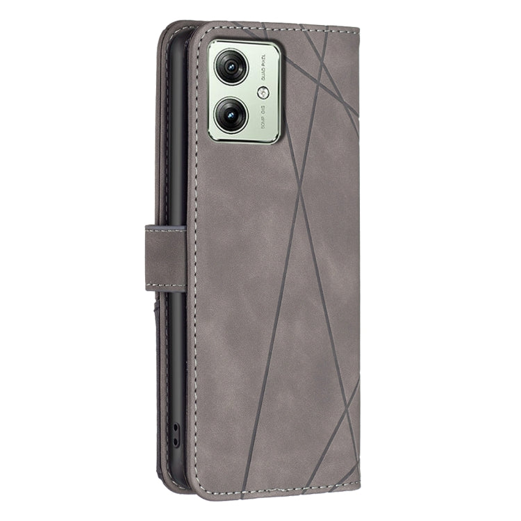 For Motorola Moto G54 5G EU Edition Magnetic Buckle Rhombus Texture Leather Phone Case(Grey) - Motorola Cases by PMC TechLife | Online Shopping South Africa | PMC TechLife | Buy Now Pay Later Mobicred