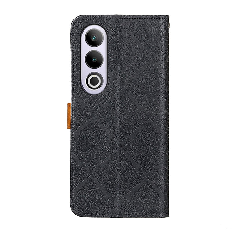 For OnePlus Nord CE4 5G / K12 5G European Floral Embossed Flip Leather Phone Case(Black) - OnePlus Cases by PMC TechLife | Online Shopping South Africa | PMC TechLife | Buy Now Pay Later Mobicred