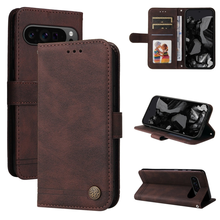 For Google Pixel 9 Pro Skin Feel Life Tree Metal Button Leather Phone Case(Brown) - Google Cases by PMC TechLife | Online Shopping South Africa | PMC TechLife | Buy Now Pay Later Mobicred