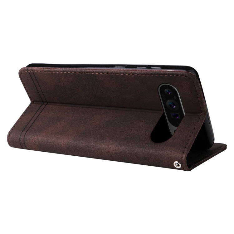For Google Pixel 9 Pro Skin Feel Life Tree Metal Button Leather Phone Case(Brown) - Google Cases by PMC TechLife | Online Shopping South Africa | PMC TechLife | Buy Now Pay Later Mobicred