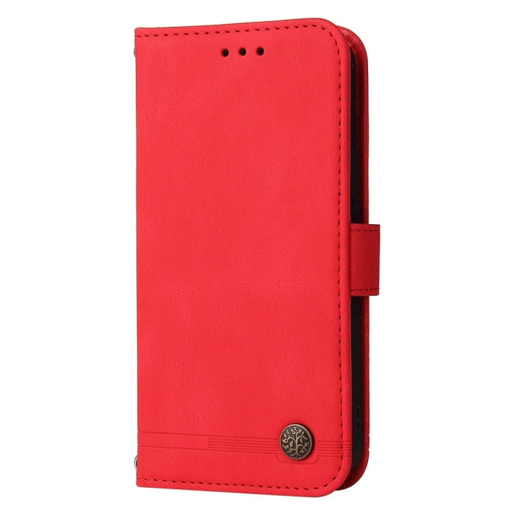 For Google Pixel 9 Skin Feel Life Tree Metal Button Leather Phone Case(Red)