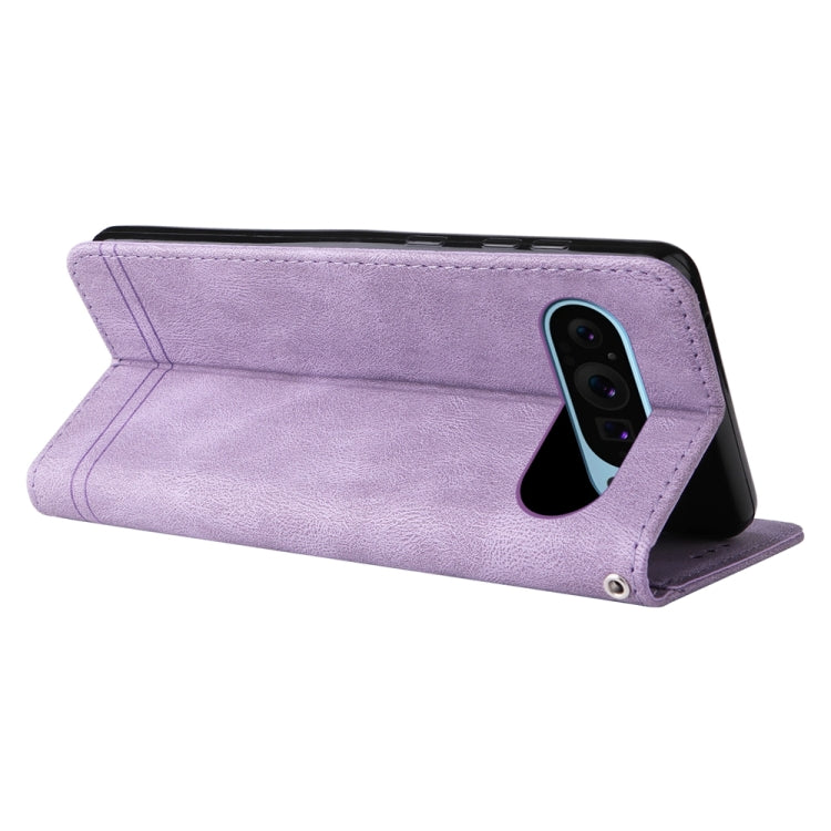 For Google Pixel 9 Skin Feel Life Tree Metal Button Leather Phone Case(Purple) - Google Cases by PMC TechLife | Online Shopping South Africa | PMC TechLife | Buy Now Pay Later Mobicred