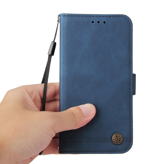 For Google Pixel 9 Skin Feel Life Tree Metal Button Leather Phone Case(Blue)