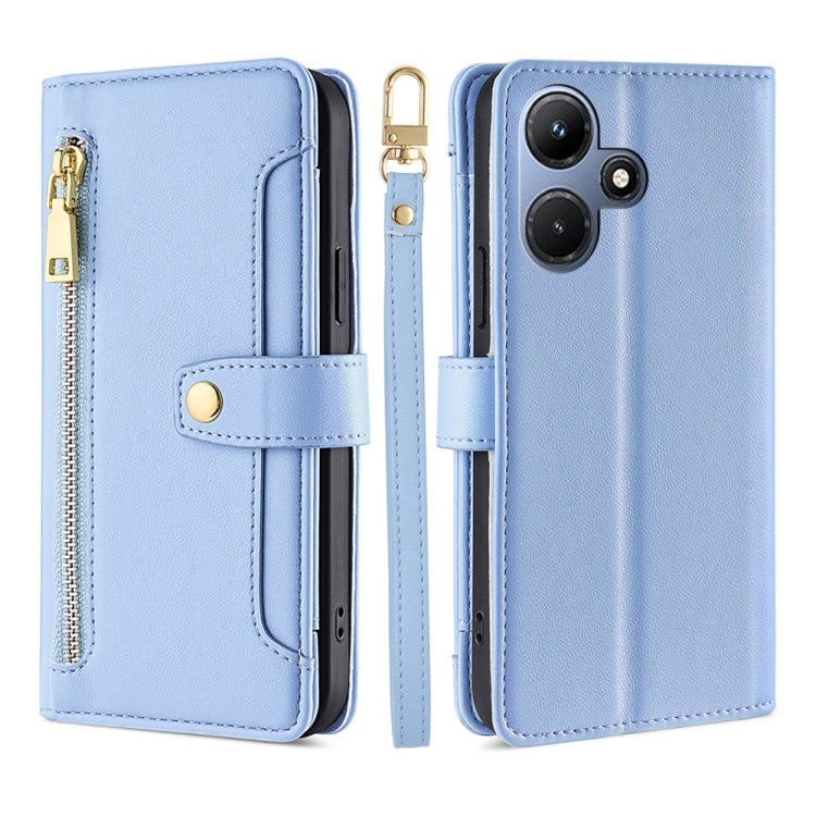 For Infinix Hot 30i 4G Sheep Texture Cross-body Zipper Wallet Leather Phone Case(Blue) - Infinix Cases by PMC TechLife | Online Shopping South Africa | PMC TechLife | Buy Now Pay Later Mobicred