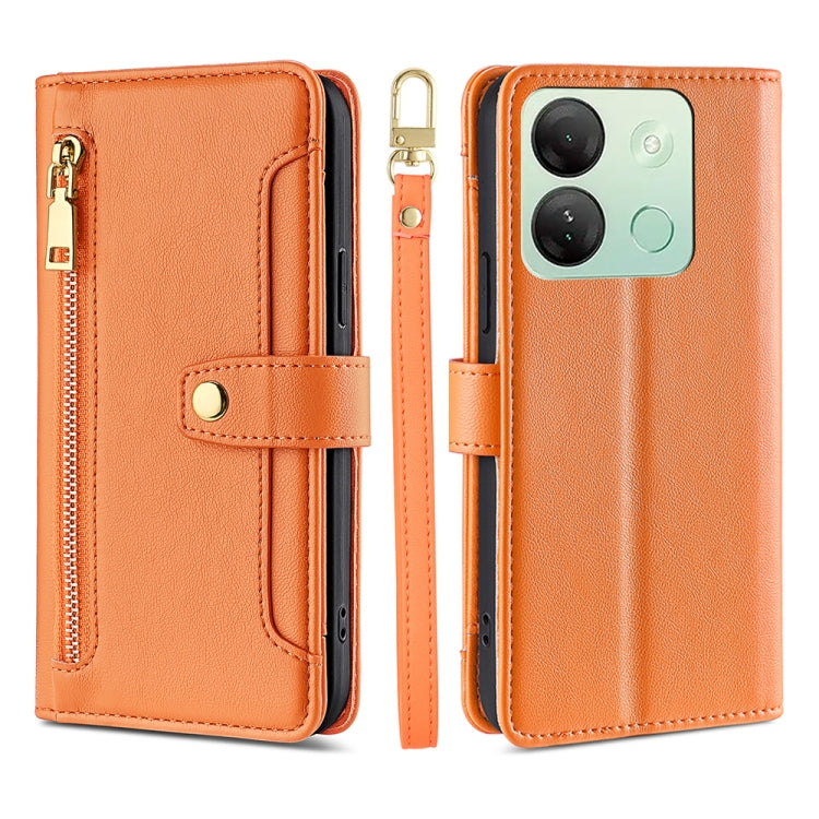 For Infinix Smart 7 HD Sheep Texture Cross-body Zipper Wallet Leather Phone Case(Orange) - Infinix Cases by PMC TechLife | Online Shopping South Africa | PMC TechLife | Buy Now Pay Later Mobicred