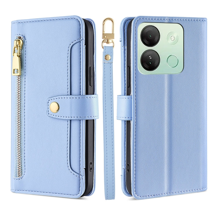 For Infinix Smart 7 HD Sheep Texture Cross-body Zipper Wallet Leather Phone Case(Blue) - Infinix Cases by PMC TechLife | Online Shopping South Africa | PMC TechLife | Buy Now Pay Later Mobicred