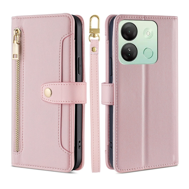 For Infinix Smart 7 HD Sheep Texture Cross-body Zipper Wallet Leather Phone Case(Pink) - Infinix Cases by PMC TechLife | Online Shopping South Africa | PMC TechLife | Buy Now Pay Later Mobicred
