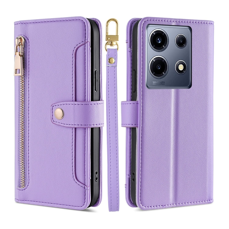 For Infinix Note 30 VIP 5G Sheep Texture Cross-body Zipper Wallet Leather Phone Case(Purple) - Infinix Cases by PMC TechLife | Online Shopping South Africa | PMC TechLife | Buy Now Pay Later Mobicred