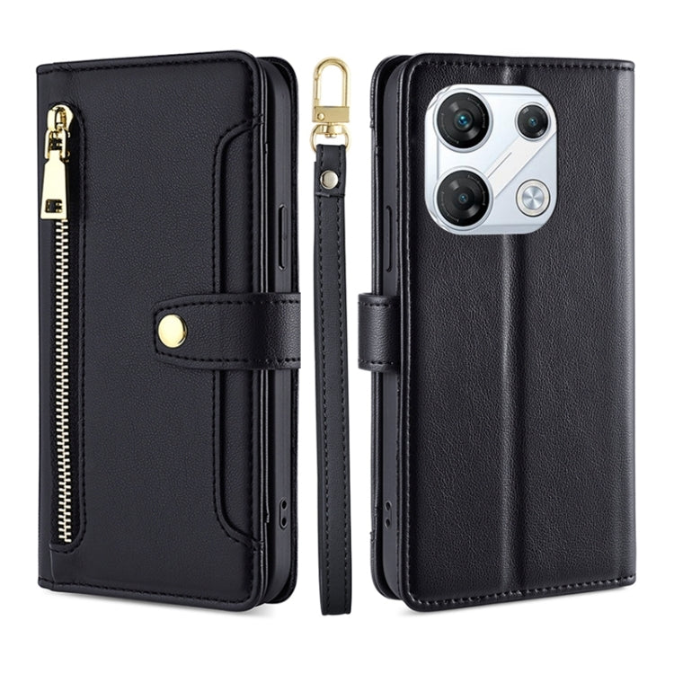For Infinix GT 10 Pro 5G Sheep Texture Cross-body Zipper Wallet Leather Phone Case(Black) - Infinix Cases by PMC TechLife | Online Shopping South Africa | PMC TechLife | Buy Now Pay Later Mobicred