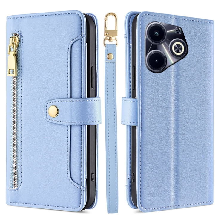 For Infinix Hot 40i Sheep Texture Cross-body Zipper Wallet Leather Phone Case(Blue) - Infinix Cases by PMC TechLife | Online Shopping South Africa | PMC TechLife | Buy Now Pay Later Mobicred