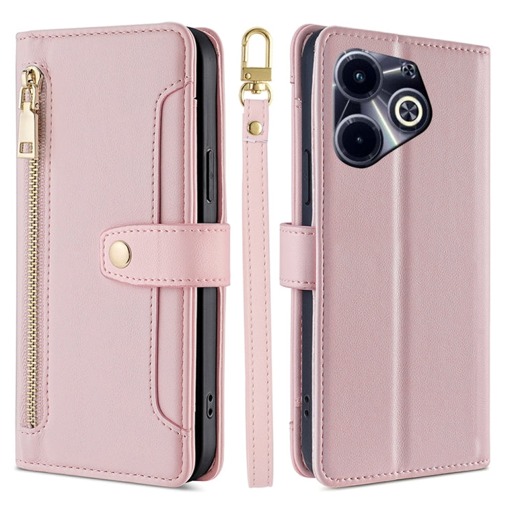 For Infinix Hot 40i Sheep Texture Cross-body Zipper Wallet Leather Phone Case(Pink) - Infinix Cases by PMC TechLife | Online Shopping South Africa | PMC TechLife | Buy Now Pay Later Mobicred