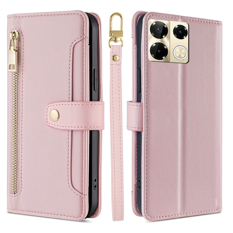 For Infinix Note 40 Pro 5G Sheep Texture Cross-body Zipper Wallet Leather Phone Case(Pink) - Infinix Cases by PMC TechLife | Online Shopping South Africa | PMC TechLife | Buy Now Pay Later Mobicred