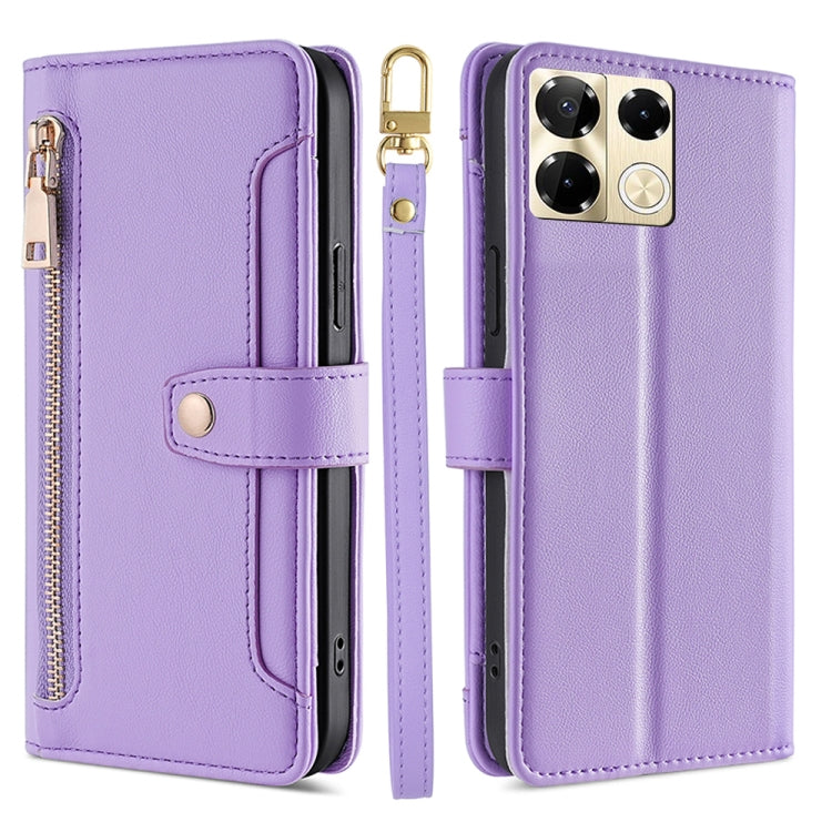 For Infinix Note 40 Pro 5G Sheep Texture Cross-body Zipper Wallet Leather Phone Case(Purple) - Infinix Cases by PMC TechLife | Online Shopping South Africa | PMC TechLife | Buy Now Pay Later Mobicred