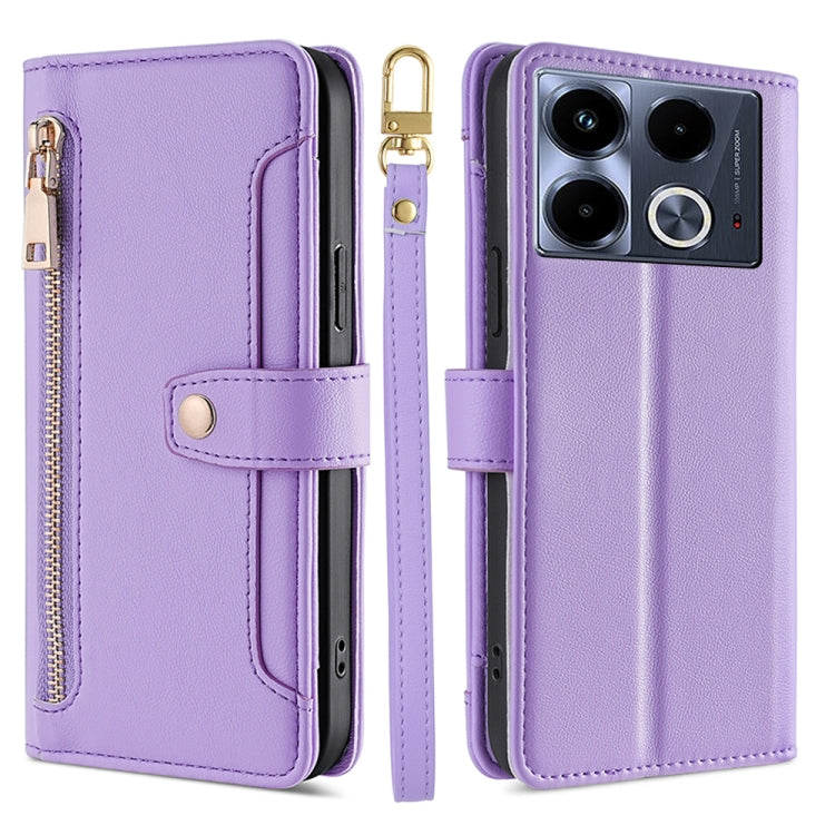 For Infinix Note 40 4G Sheep Texture Cross-body Zipper Wallet Leather Phone Case(Purple) - free shipping - PMC TechLife - Order now!