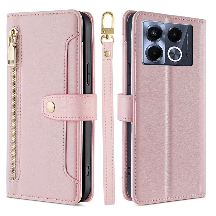 For Infinix Note 40 5G Sheep Texture Cross-body Zipper Wallet Leather Phone Case(Pink) - Infinix Cases by PMC TechLife | Online Shopping South Africa | PMC TechLife | Buy Now Pay Later Mobicred
