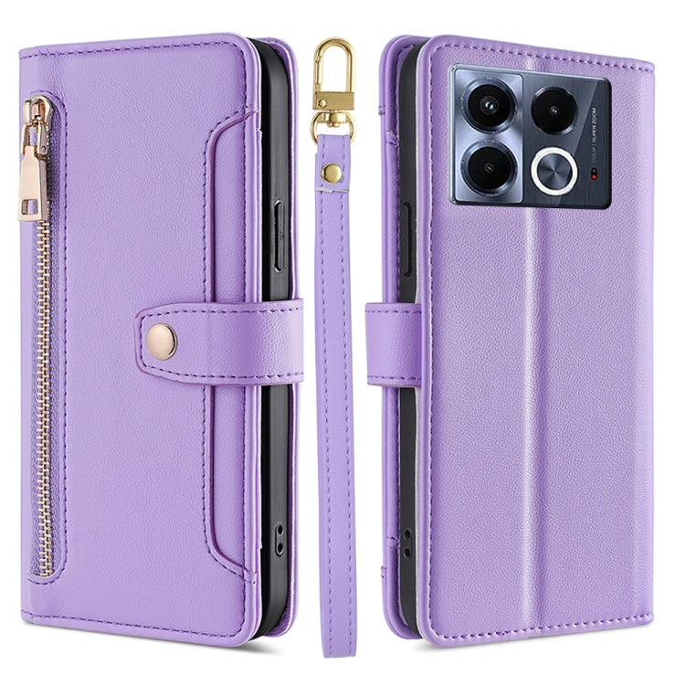For Infinix Note 40 5G Sheep Texture Cross-body Zipper Wallet Leather Phone Case(Purple) - Infinix Cases by PMC TechLife | Online Shopping South Africa | PMC TechLife | Buy Now Pay Later Mobicred