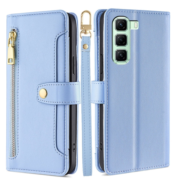 For Infinix Hot 50 4G Sheep Texture Cross-body Zipper Wallet Leather Phone Case(Blue) - Infinix Cases by PMC TechLife | Online Shopping South Africa | PMC TechLife | Buy Now Pay Later Mobicred