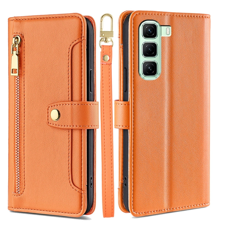 For Infinix Hot 50 5G Sheep Texture Cross-body Zipper Wallet Leather Phone Case(Orange) - Infinix Cases by PMC TechLife | Online Shopping South Africa | PMC TechLife | Buy Now Pay Later Mobicred