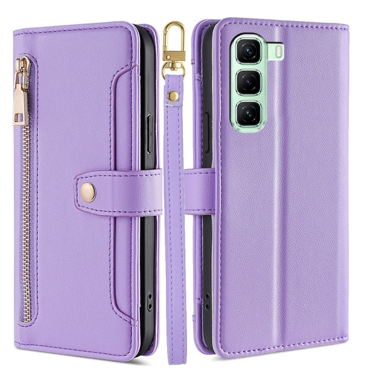 For Infinix Hot 50 5G Sheep Texture Cross-body Zipper Wallet Leather Phone Case(Purple) - Infinix Cases by PMC TechLife | Online Shopping South Africa | PMC TechLife | Buy Now Pay Later Mobicred