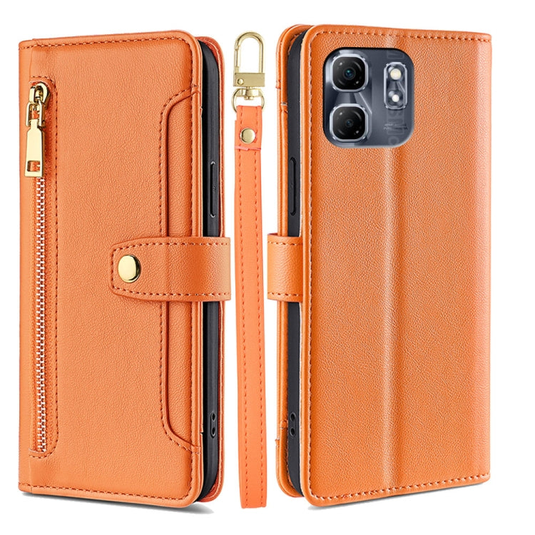 For Infinix Hot 50i 4G Sheep Texture Cross-body Zipper Wallet Leather Phone Case(Orange) - free shipping - PMC TechLife - Order now!