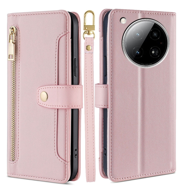 For Infinix Zero 40 4G Sheep Texture Cross-body Zipper Wallet Leather Phone Case(Pink) - Infinix Cases by PMC TechLife | Online Shopping South Africa | PMC TechLife | Buy Now Pay Later Mobicred