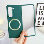 For Samsung Galaxy Z Fold5 Skin Feel Magsafe Magnetic Shockproof PC Phone Case(Dark Green)