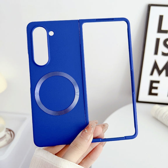 For Samsung Galaxy Z Fold5 Skin Feel Magsafe Magnetic Shockproof PC Phone Case(Dark Blue)