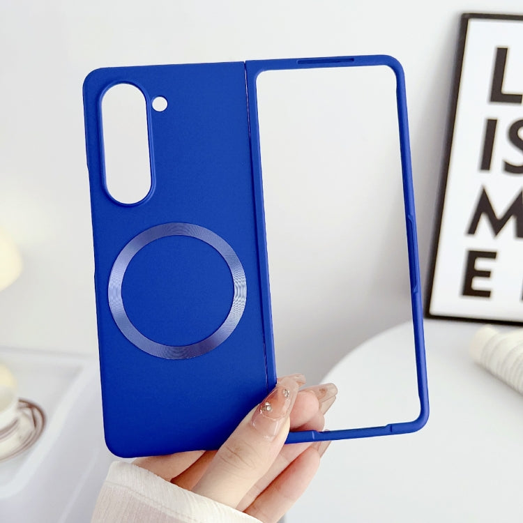 For Samsung Galaxy Z Fold5 Skin Feel Magsafe Magnetic Shockproof PC Phone Case(Dark Blue)