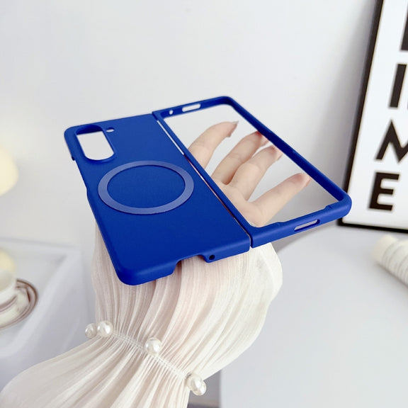For Samsung Galaxy Z Fold5 Skin Feel Magsafe Magnetic Shockproof PC Phone Case(Dark Blue)