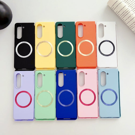 For Samsung Galaxy Z Fold5 Skin Feel Magsafe Magnetic Shockproof PC Phone Case(Dark Blue)