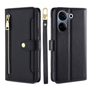For Tecno Camon 20 Pro 4G Sheep Texture Cross-body Zipper Wallet Leather Phone Case(Black)