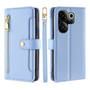 For Tecno Camon 20 Premier 5G Sheep Texture Cross-body Zipper Wallet Leather Phone Case(Blue)