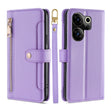 For Tecno Camon 20 Premier 5G Sheep Texture Cross-body Zipper Wallet Leather Phone Case(Purple) - Tecno Cases by PMC TechLife | Online Shopping South Africa | PMC TechLife | Buy Now Pay Later Mobicred