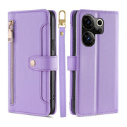 For Tecno Camon 20 Premier 5G Sheep Texture Cross-body Zipper Wallet Leather Phone Case(Purple)