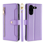 For Tecno Pova 5 Pro Sheep Texture Cross-body Zipper Wallet Leather Phone Case(Purple)